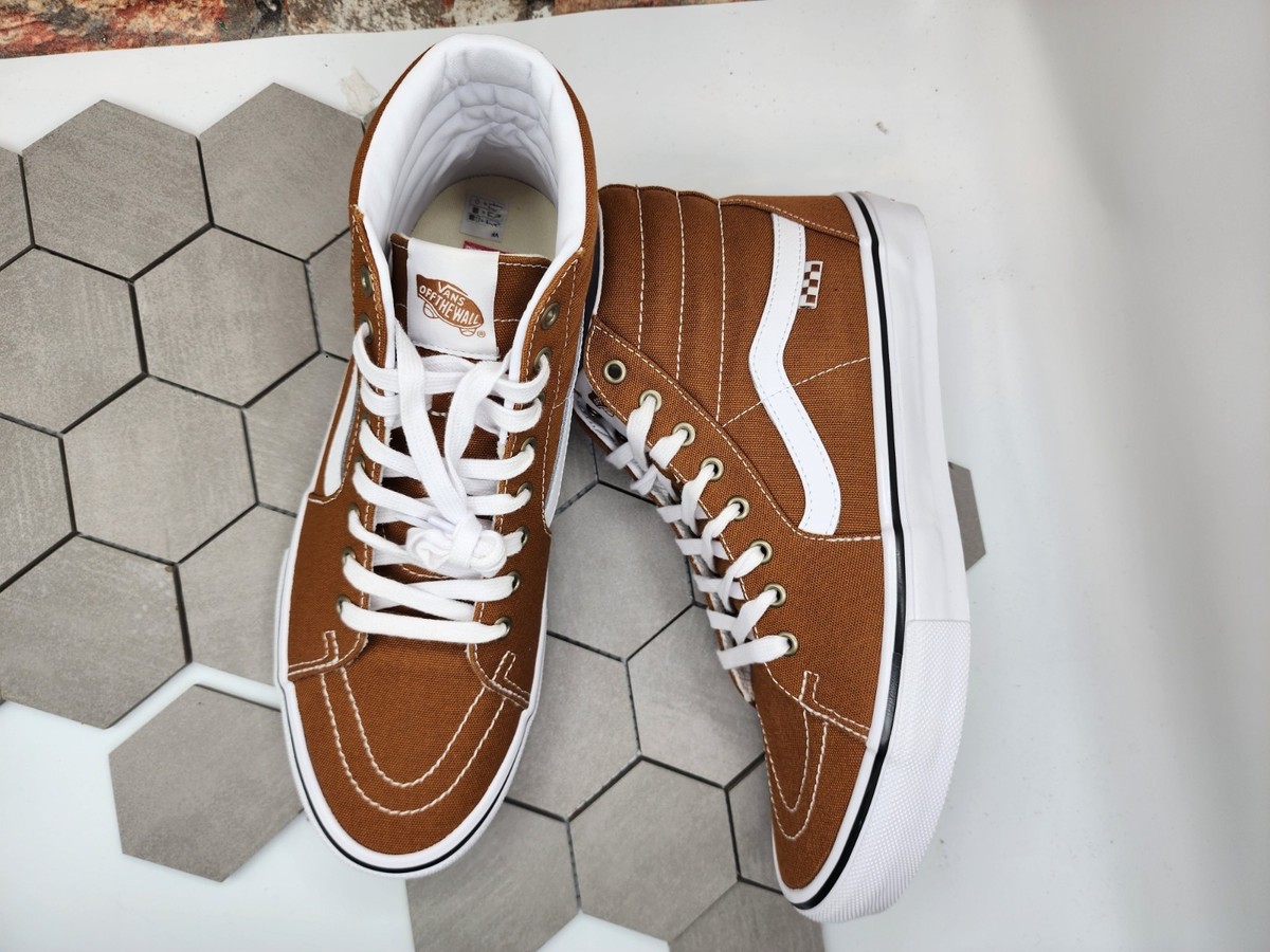 Vans Men Skate Sk8-Hi Golden Brown Wheat White BMX Popcush Canvas