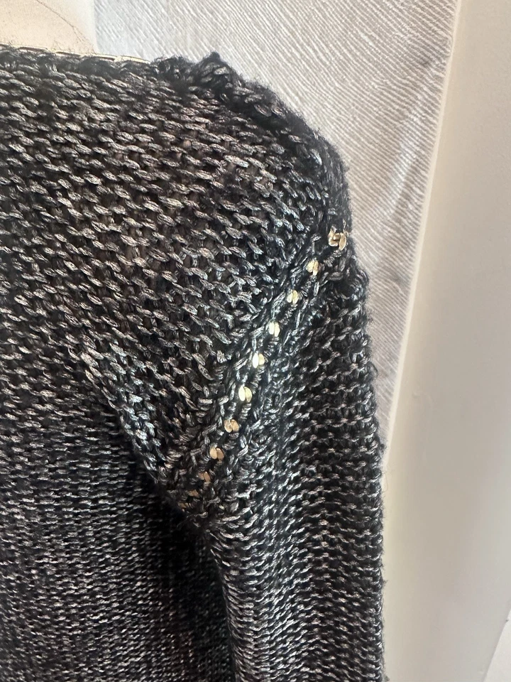 Suéter Diane von Furstenberg Faye Negro Mezcla Lana con Detalles de Cadena Talla S Foto 2 de 4