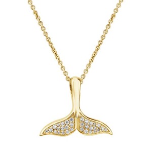 Authentic Whale Tail Necklace 0.16ct Moissanite Ocean Pendant Women 14k Yellow Gold Plated