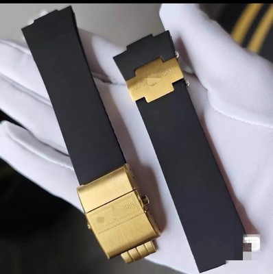 25*12mm Black Rubber Replacement Watch Band Strap With Clasp For Ulysse Nardin