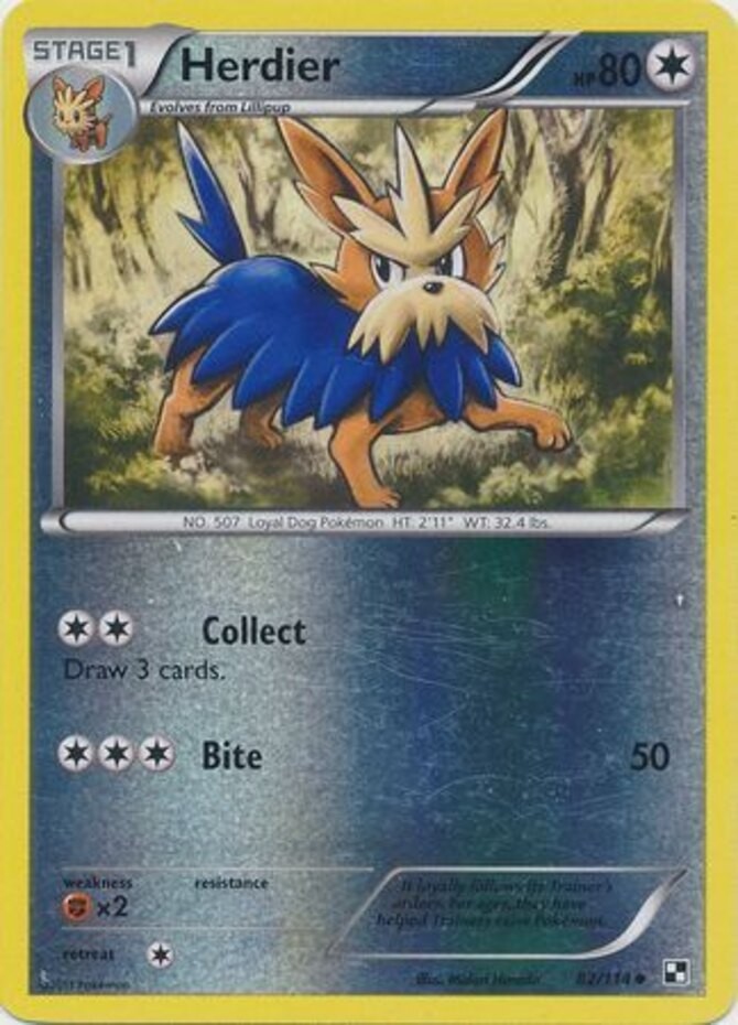 Herdier - 82/114 - Uncommon - Reverse Holo - Black and White #82/114 Pokemon TCG