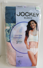 Jockey Elance sz 8 Bikinis 3 pk coral teal Womens Underwear Panties 100 Cotton