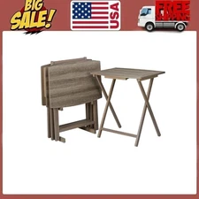 Mainstays 5-Piece Folding XL Oversized Tray Table Set, Rustic Gray