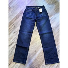 Flamingals Womens Dark Wash Straight Leg Jeans High Rise Stretch Size S 80292