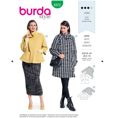 Burda Style Misses Jacke Mantel Schnittmuster für stilvolle Kreationen B6372