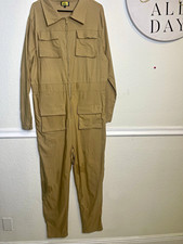 Love Highlight Beige Zip-Front Mechanic Coveralls Jumpsuit Twill 3XL
