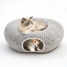 Cat Tunnel Bed for Indoor Cats, Peekaboo Cat Cave Bed,Soft Cat Donut Tunnel f...