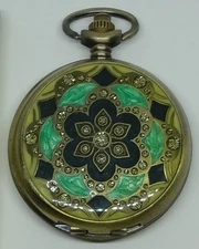 VINATGE HAND-WINDING MECHANICAL POCKET WATCH TRANSPARENT SKELETON DIAL & BACK