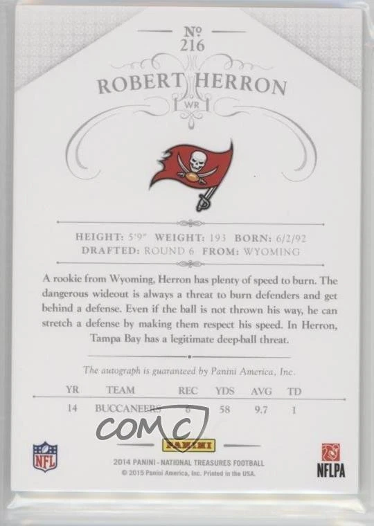 2014 National Treasures Signatures Century Black /5 Robert Herron Rookie Auto RC - Image 2 of 2