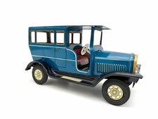 Vintage Japan Tin Litho 1904 Daimler Friction Car Blue Red Interior