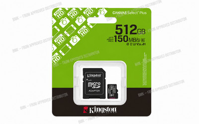 Kingston Technology 512GB microSDXC Canvas Select Plus A1 Karte vom Auth Distrib
