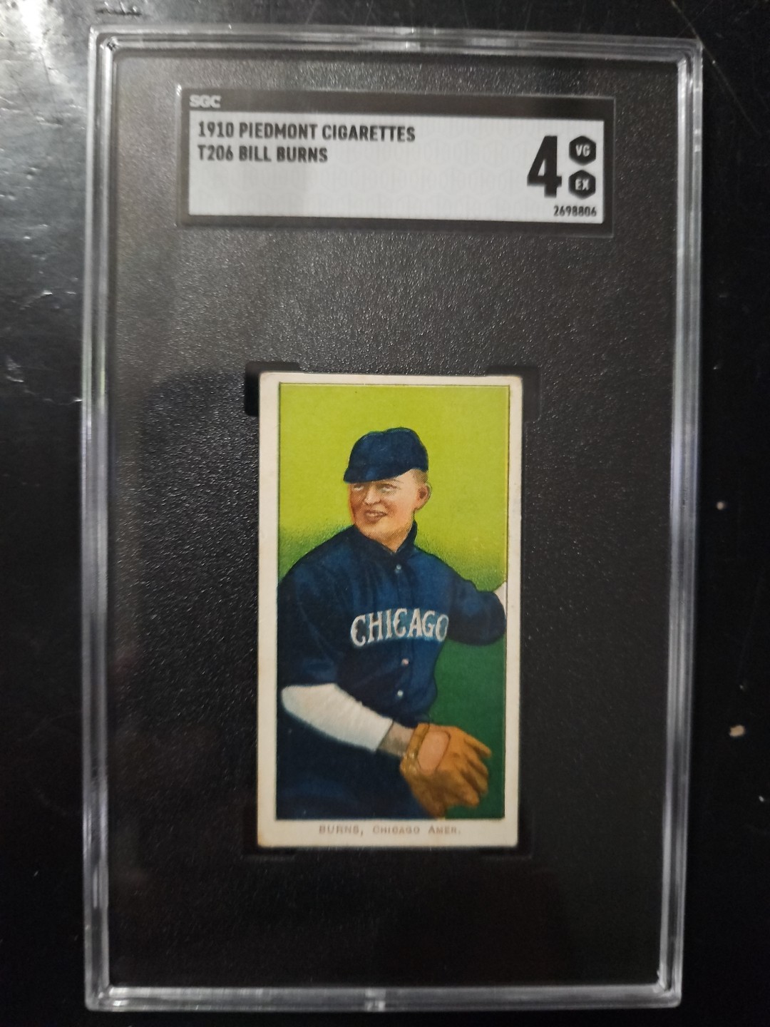 1910 T206 Piedmont Sleepy Bill Burns SGC 4 Black Sox