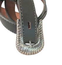 Womens Western Belt Gray LEATHER Silver Conchos Buckle Nocona Belt Co SZ 28 New