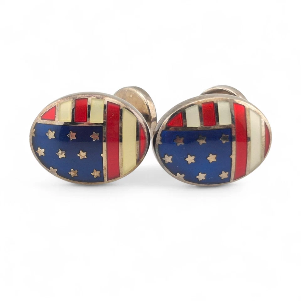 Charles Tyrwhitt 银色袖扣美国国旗星条男式连衣裙  — 第 2/4 张图片