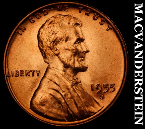 1955-S Lincoln Wheat Cent- Choice Gem Brilliant Uncirculated Luster #J154