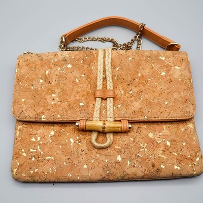 Convertible Cork Clutch Crossbody Bag Purse Sondra Roberts Boho Coastal Beachy