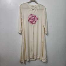 Nylangan Hindustan Kurta Tunic Dress With Embroidered Flower & Pockets Medium 