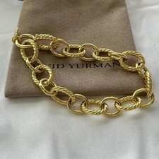 David Yurman 18K Gold Oval Link Cable Chain Bracelet - length 8.25 " w