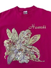 Vintage Hawaii Floral T Shirt Women’s Large Pink USA 90’s 80’s