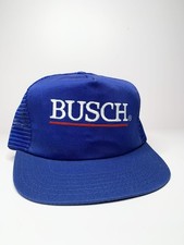 Vintage 80’s BUSCH BEER Blue Snapback Hat Trucker Made In USA