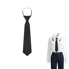 Ties for Women Pre Tied Neckties with Adjustable Neck Strap Black and White