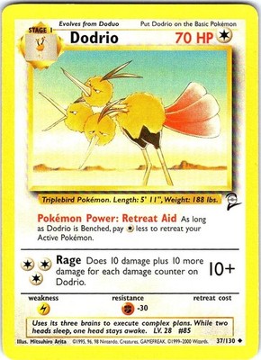 Dodrio 37/130 Uncommon Base Set 2 Pokemon