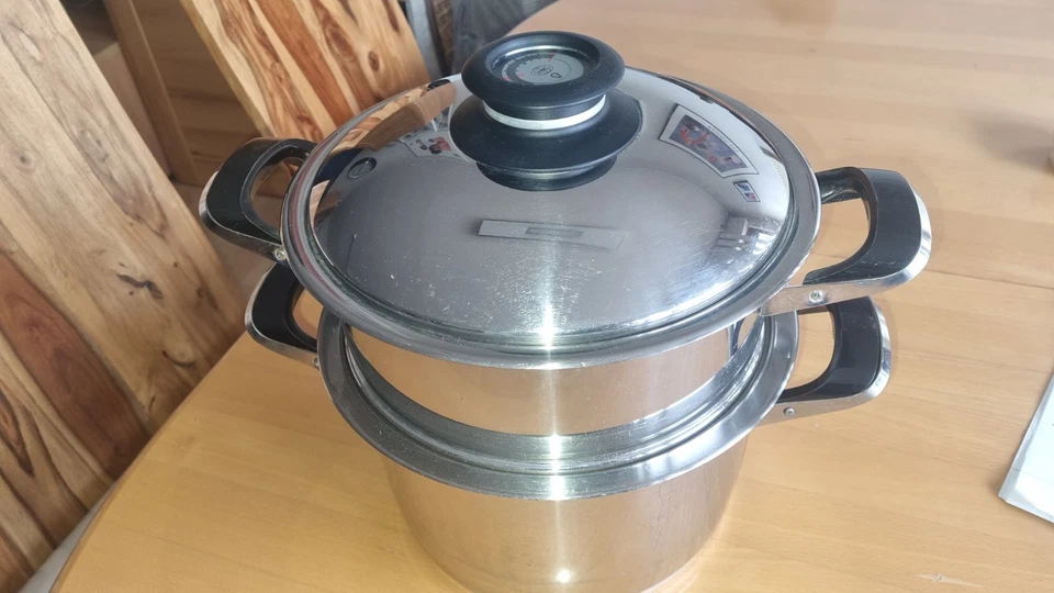 AMC  Topf  mit Visiotherm mit Deckel  + Siebeinsatz 6,0 L  24cm Durchmesser 