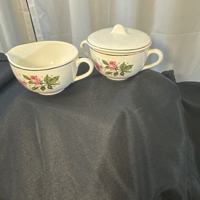 Cathy Rose Sugar and Creamer Set Made In USA Vintage/gold Trim