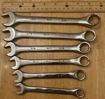 MIT Combination Wrench Set Of 6   7/16  - 3/4  SAE Tool Set 12 pt