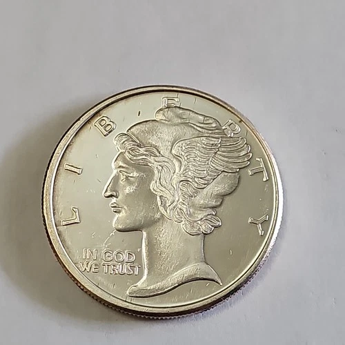 1 Oz. Silver .999 Fine Round Mercury Dime Design
