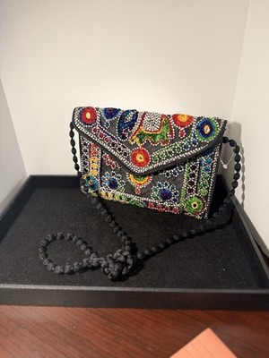 Rajasthani Jaipuri Sling Bag, foldovers clutch purse with snap and zipper