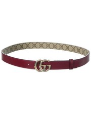 Gucci Gg Marmont Reversible Gg Supreme Canvas  Leather Belt Women's