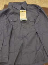 Sears Perma-Prest Men's Twill Work Shirt Long Sleeve Blue M Polyester/Cotton
