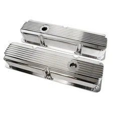 CJ Classics Valve Cover Finned Fabricated Polished Aluminum Short Bolt Pair 3...