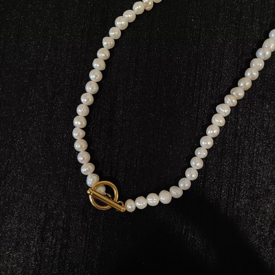 Gold Freshwater Pearl Choker Necklace Layered Dainty | Bridal Gift for Her
