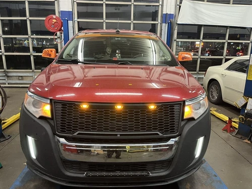 Black Front Grille Fits For 2011 -2014 Edge Upper Grill Bumper With LED Light - Picture 2 of 6