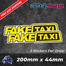 Fake Taxi Stickers (x2) Funny Laptop Car Window Bumper 4x4 Ute Decal