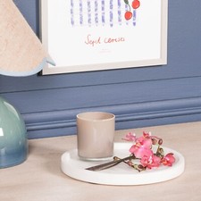 Home Decor Round Natural White Marble Vanity Tray Board