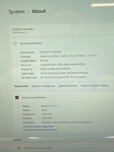 MICROSOFT SURFACE BOOK 2 15" (3240X2160) i7-8650U 16GB RAM 512GB SSD GTX 1060 - Photo 2/17