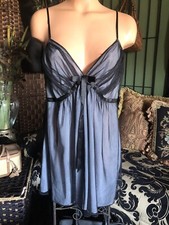 VICTORIA'S SECRET Nightie L black netting over gray lining babydoll nightgown