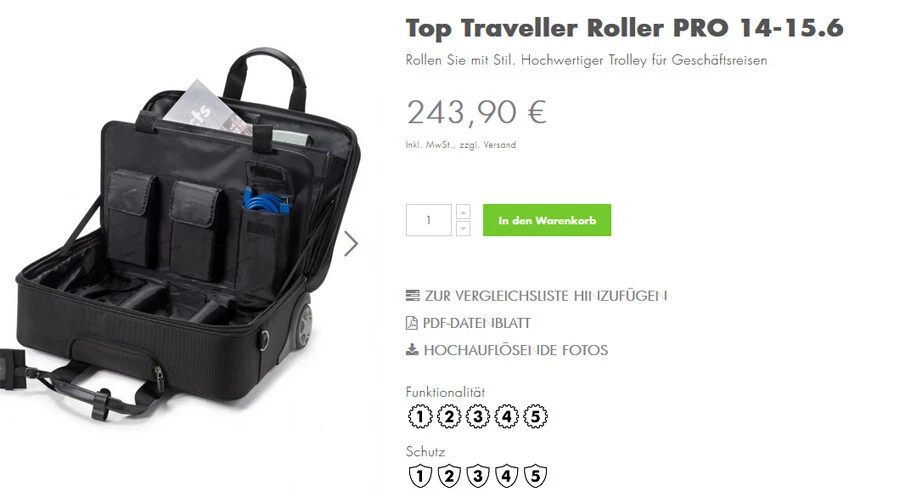 Very High-Quality Notebook Bag Trolley DICOTA for Laptops up to 17" 43cm 41x31cm Foto 4 de 4