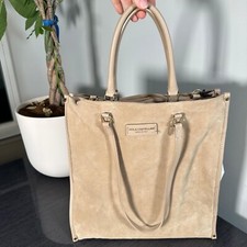 Nwt Viola Castellani Suede Tote Crossbody Shoulder Bag Beige Cappuccino Italy