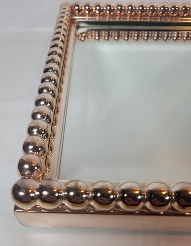 UTTERMOST Beveled Mirror Rose Gold Color Beaded Metal Frame 11.25x11.25x1.75" - Picture 8 of 15