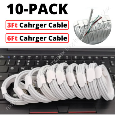10 Pack USB Charger Cable Cord For Apple iPhone XR 11 12 13 14 Pro Max Wholesale