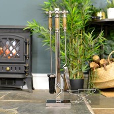 Image of Stainless Steel Four Piece Companion Set With Hardwood Handles - 61cm