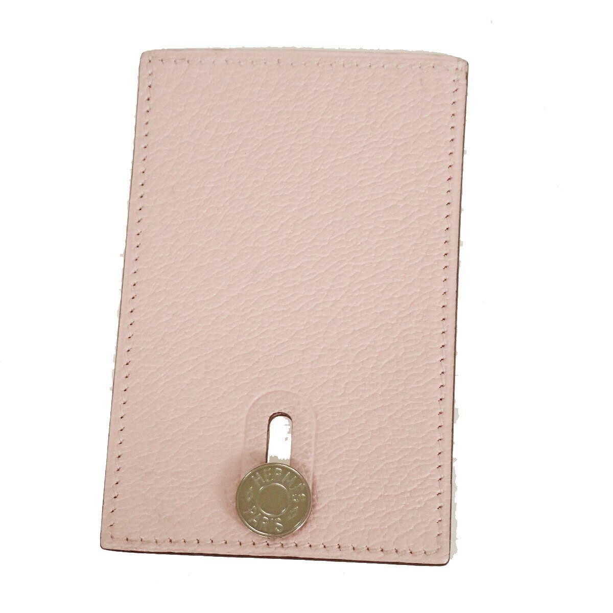 HERMES Diabolo Card Holder Case Chevre Mysore Leather Rose Sakura