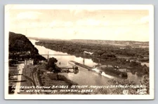 RPPC Suspension Pontoon Bridges Marquette Iowa Pra du Chien Wisconsin P299A