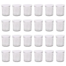24x 150ml Glass Jam Jars with White Lids Chutney Preserve Honey Pickle Storage