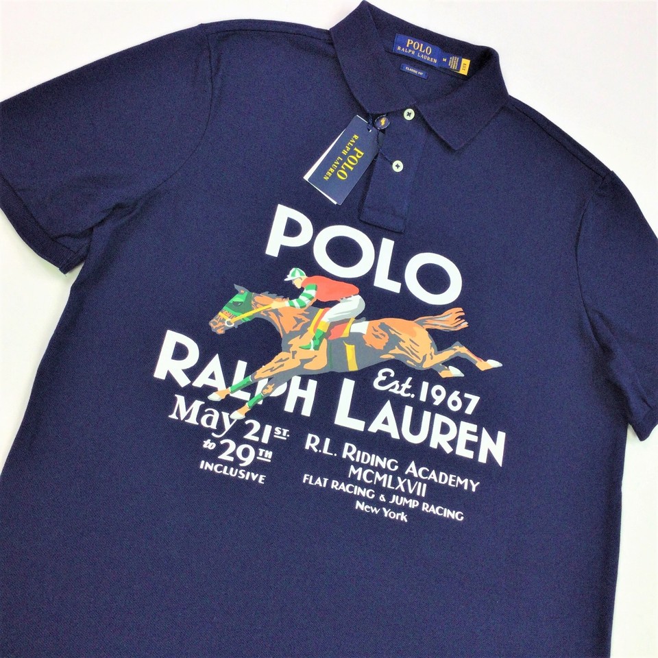 Polo Ralph Lauren Men VTG Classic Horse Riding Graphic Mesh Polo Shirt ...