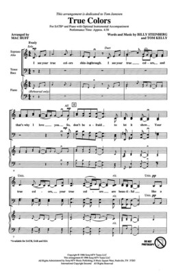 True Colors SATB Billy Steinberg